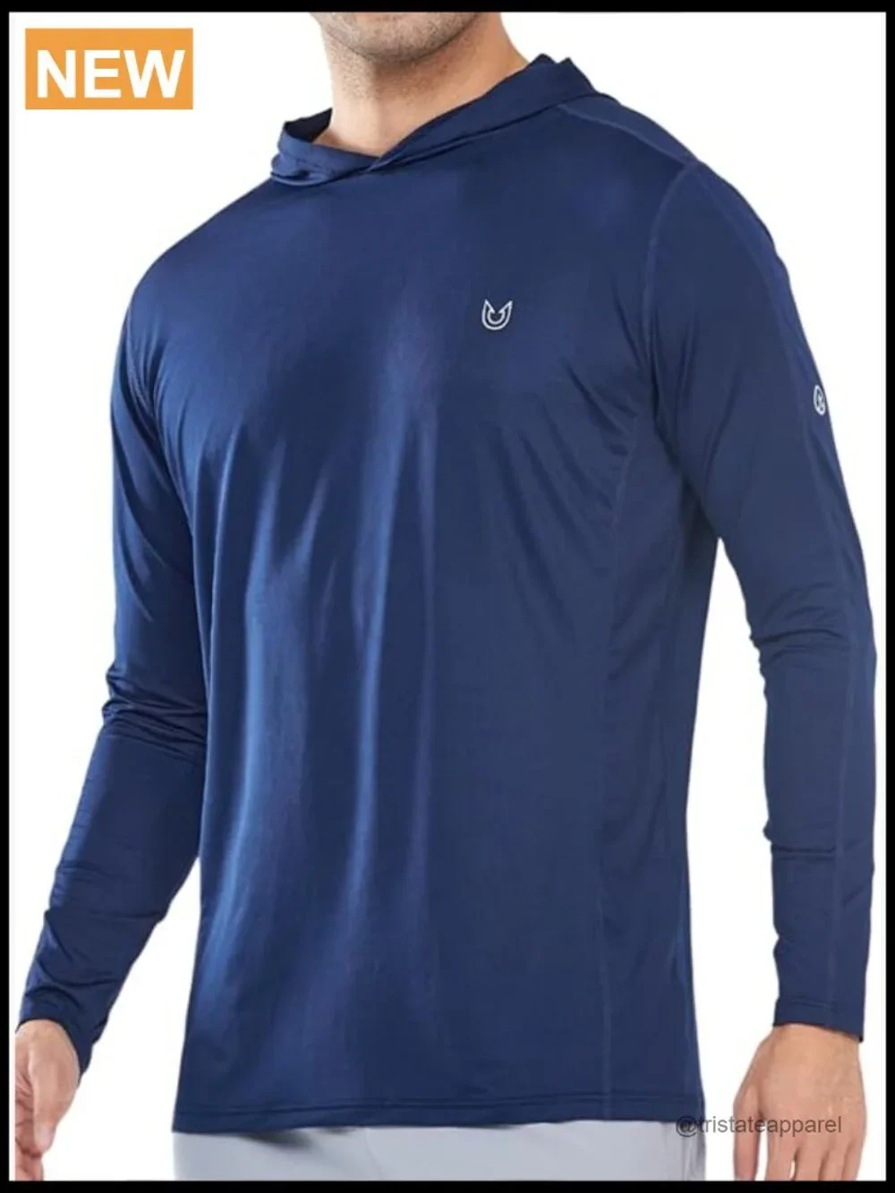 Men's UPF 50+ Sun Protection Hoodie Rash Guard Long Sleeve Fishing Shirt